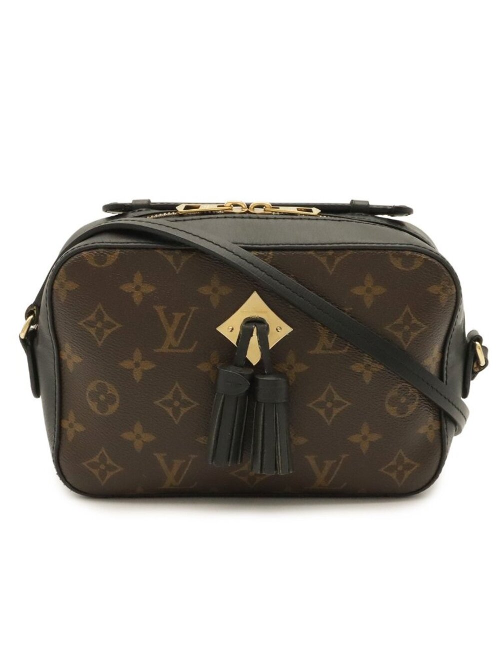 Louis Vuitton Monogram Saintonge Shoulder Bag Pochette 2-Way Tassel Noir Black